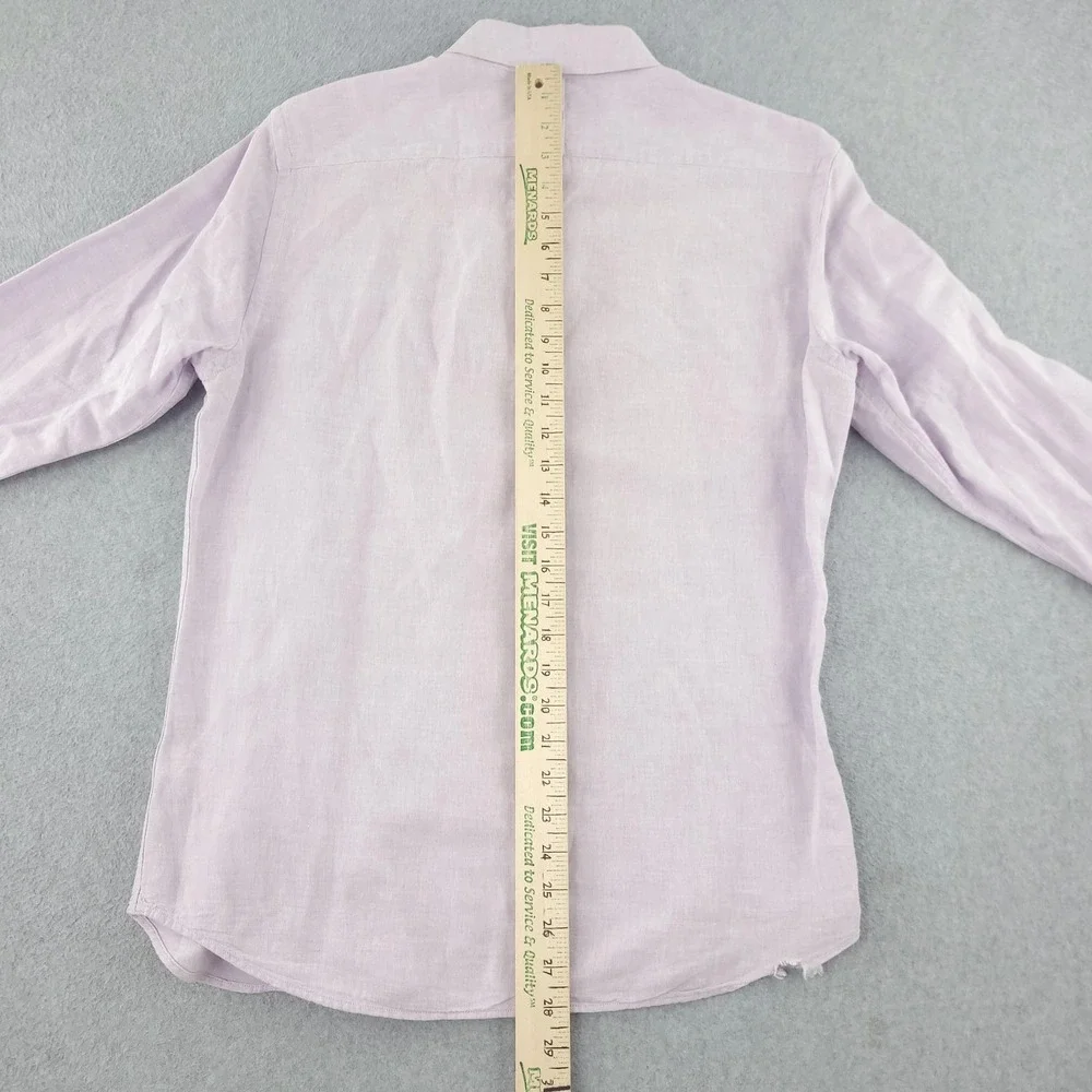 Banana Republic Shirt Mens S Purple Solid Long Sleeve Button Up Linen Cotton